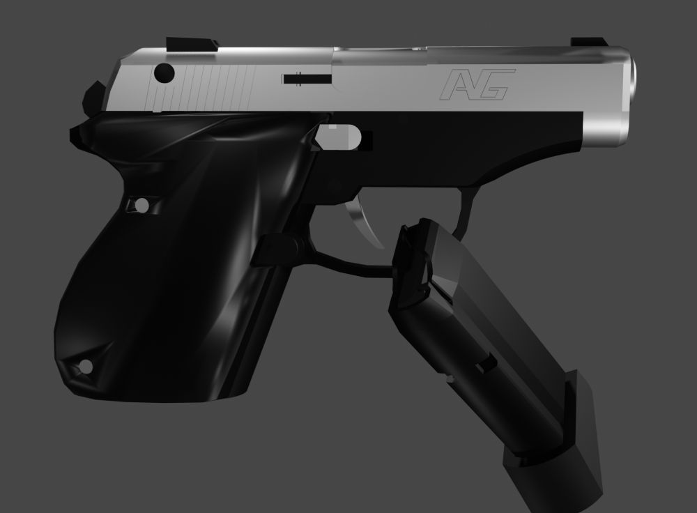 Two-tone - one of my favorite handgun color schemes, especially with a silver slide.
The magazine is out (I forgot to measure its capacity, but it was meant to be ~10-12r.)