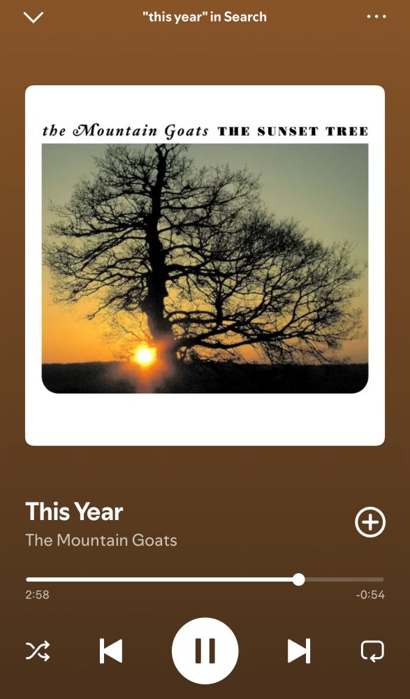 Screenshot of the song “This Year” from The Mountain Goats on Spotify