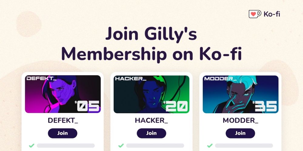 Join Gilly's Ko-fi Membership on Ko-fi