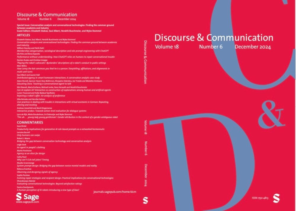 Cover of Discourse and Communication special issue listing papers comprising the SI