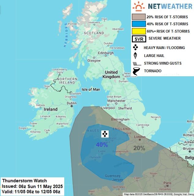 Thunderstorm watch map