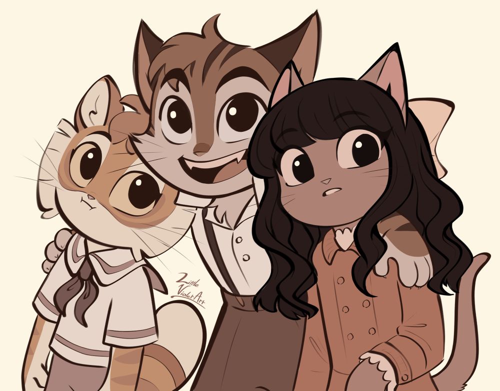 freckle, ivy and rocky from lackadaisy as small kittens :3
