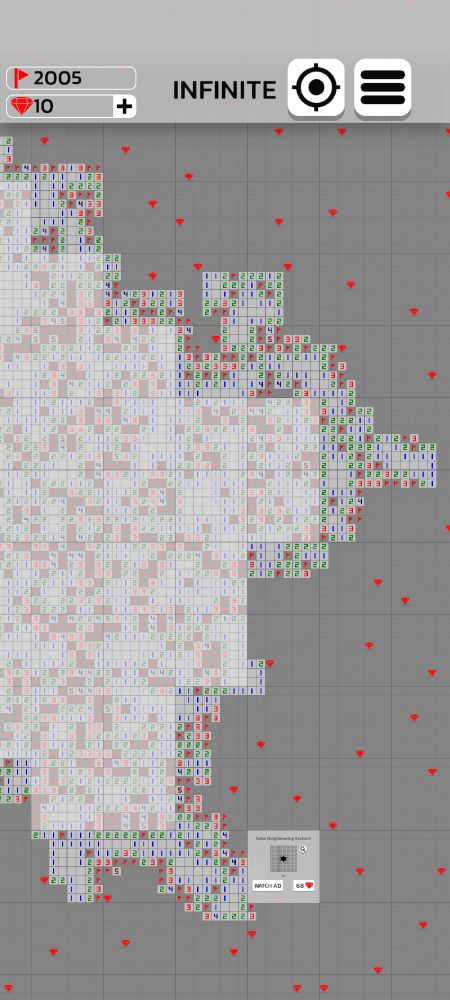 Dozens of normal sized minesweeper games mashed together in one large grid.