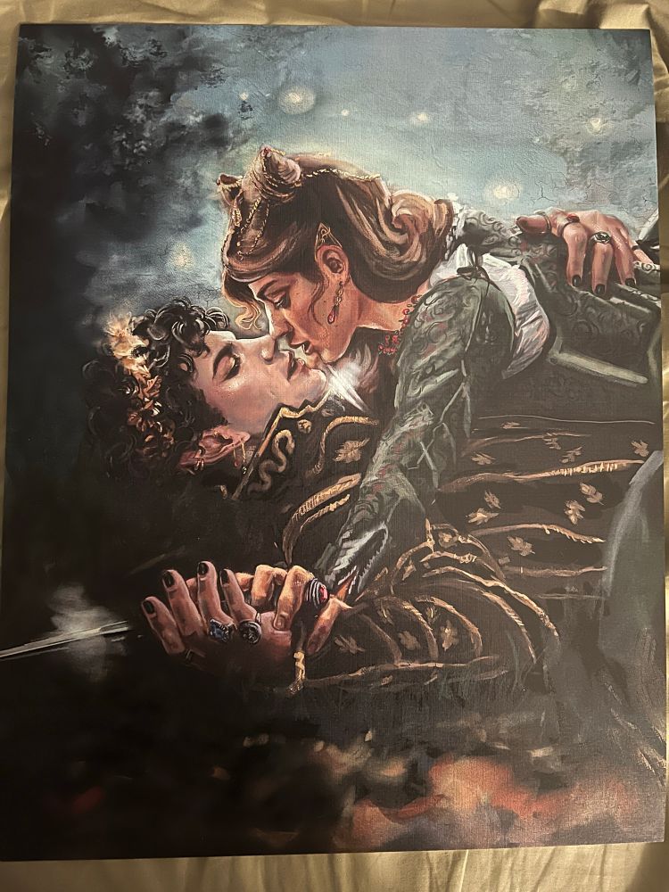 Painted illustration of Jude and Cardan from The Cruel Prince by Holly Black. The artwork is done by alemonleaf.