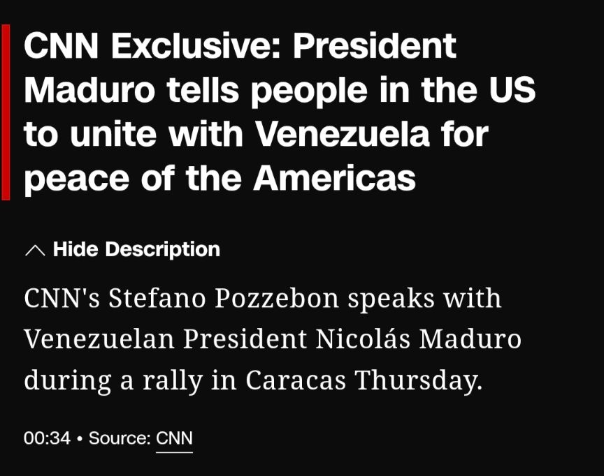 CNN Exclusive: President Maduro tells people in the US to unite with Venezuela for peace of the Americas

Hide Description

CNN's Stefano Pozzebon speaks with Venezuelan President Nicolás Maduro during a rally in Caracas Thursday.

00:34 Source: CNN