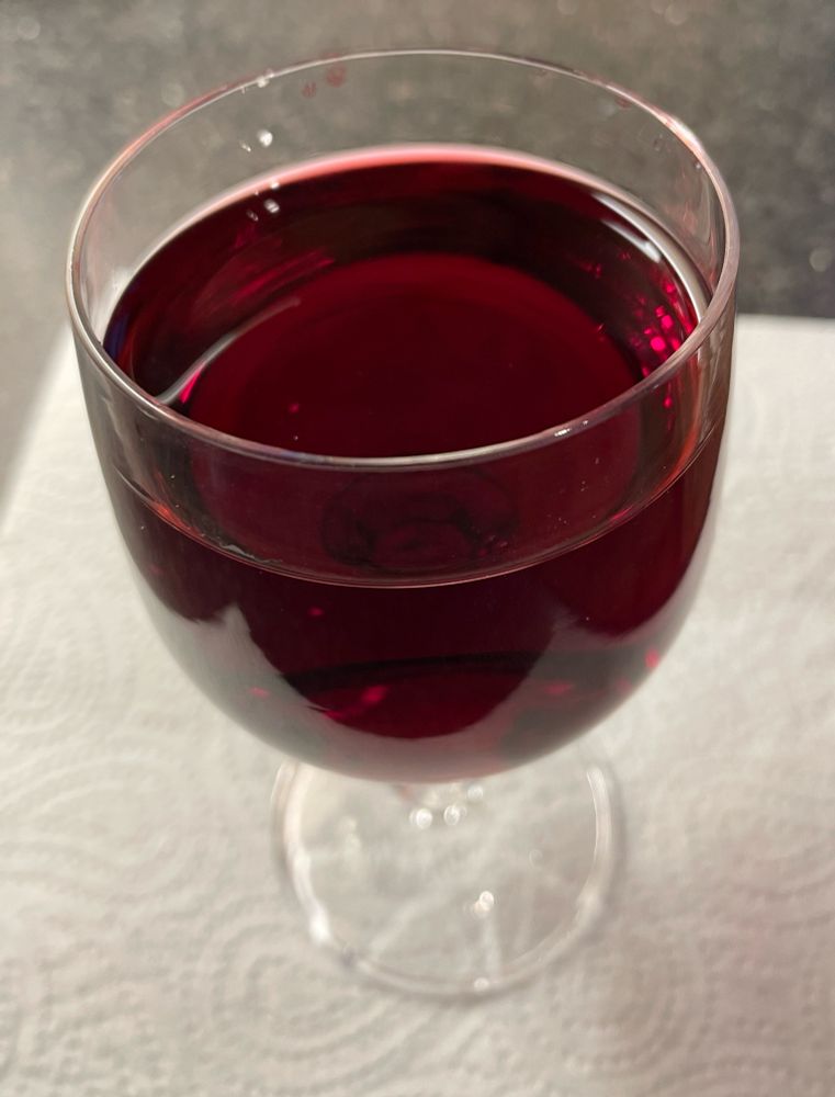 Bramble whisky. I made this by soaking brambles (blackberries) in a bottle of whisky and added some sugar. I then let the mixture soak for just over 3 months.