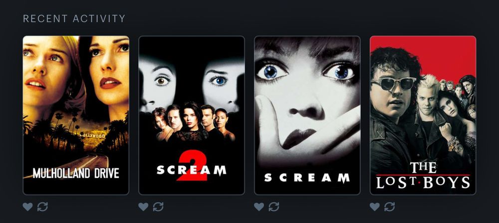 mulholland drive, scream 2, scream, the lost boys
