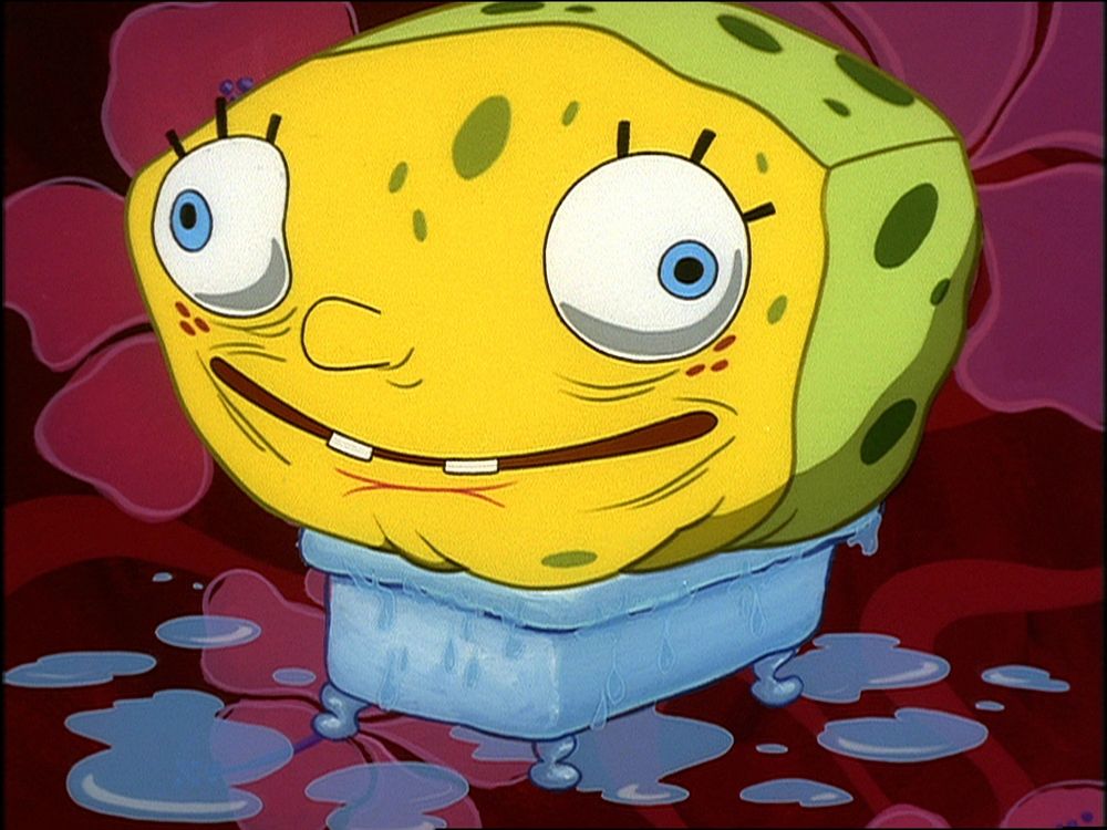 An image of SpongeBob absorbing a bathtub full of water