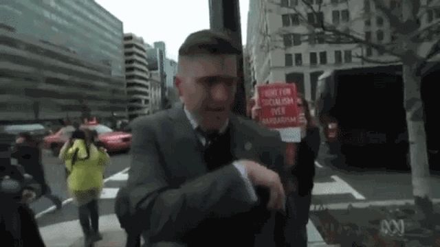 A video of renowned piece of shit Richard Spencer getting sucker punched while giving an interview trying to move the Overton window on Nazi ideology.

Punch all Nazis.