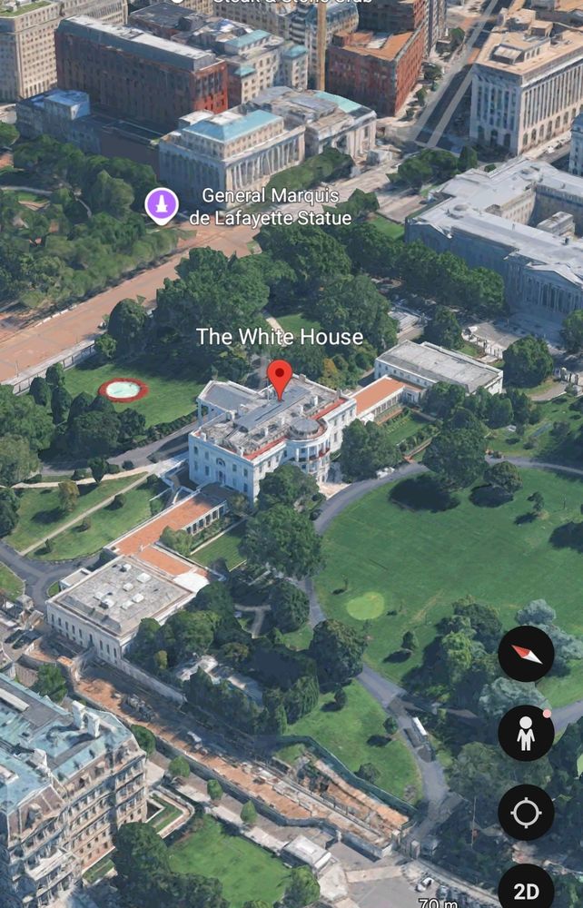 Google earth image of white house before Trump smashed up the entire east wing