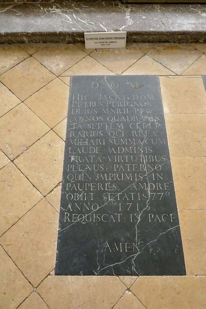 Grave of Dom Perignon in Abbaye Saint-Pierre d'Hautvillers
