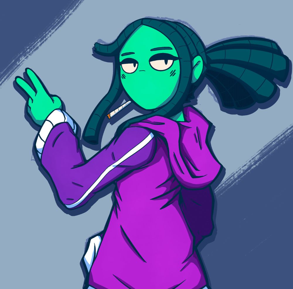 Just my character Carrie looking behind herself while doing a peace sign, nothing much.