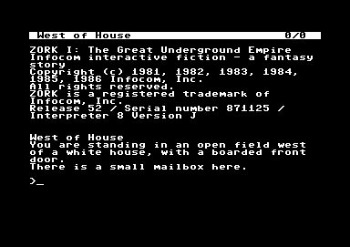 The beginning of the game Zork I. 