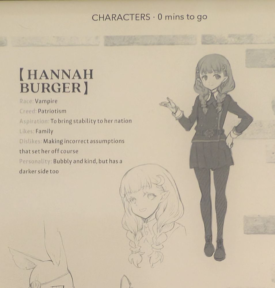 Hannah Burger
Race: Vampire
Creed: Patriotism
Aspiration: To bring stability to her nation
Like: Family
Dislikes: Making incorrect assumptions that set her off course
Personality: Bubbly and kind, but has a darker side too