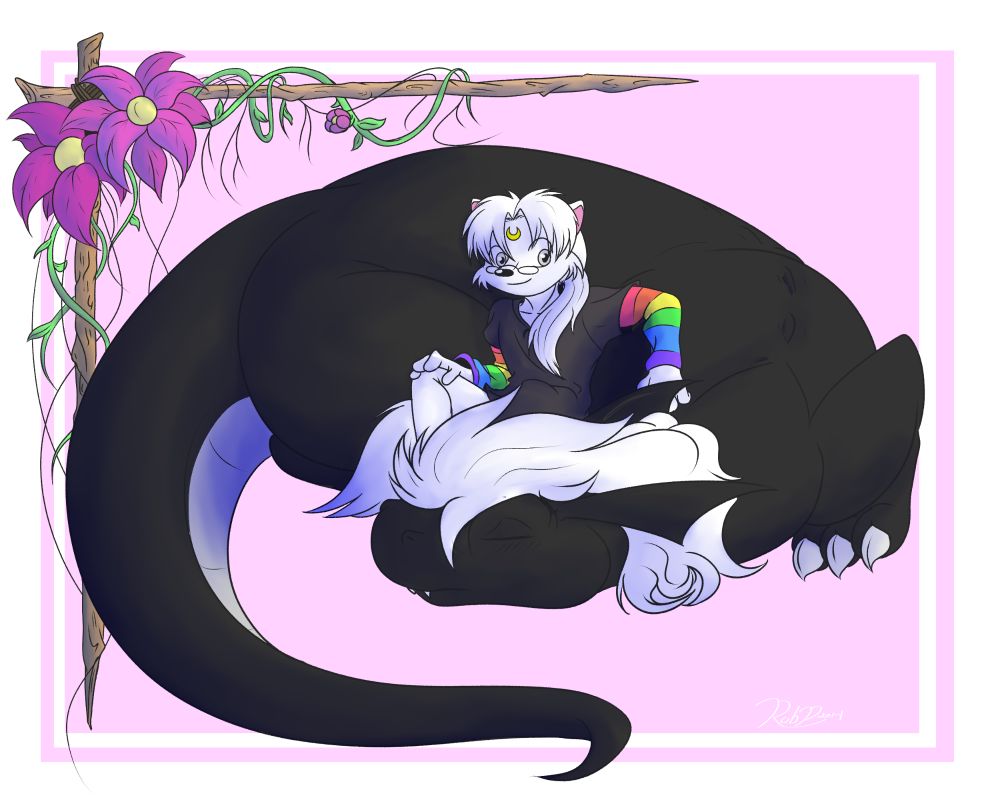 "uncompressed" big Tailisup curled up around Artamis Snowpaw. 