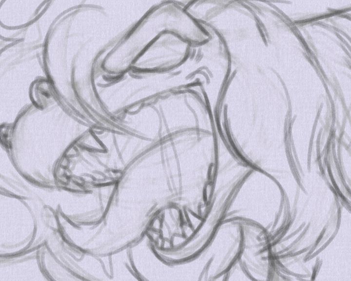Sketch headshot of Tailisup going full berserk in his true shadow dragon form. 