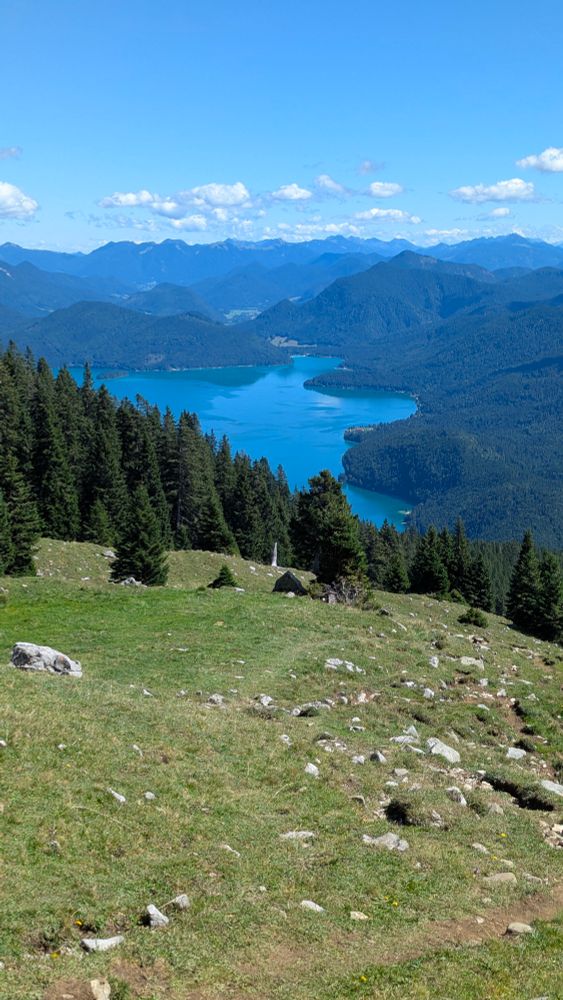 Blick vom Simetsberg auf den Walchensee.