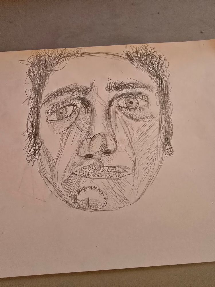Portrait dessiner d'un homme chauve dessiner par moi, 
La qualité est objectivement pas tres présente