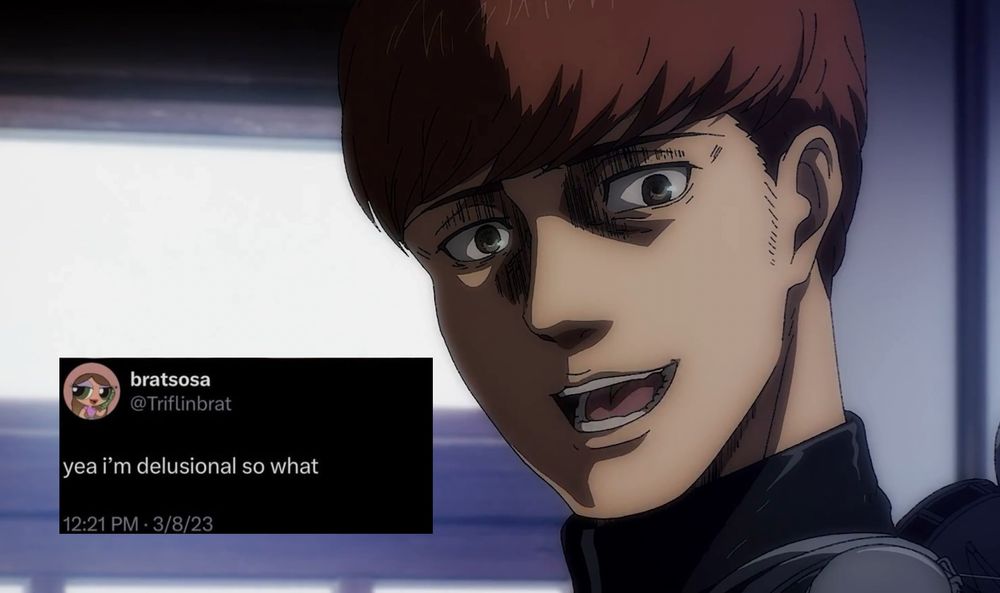 Image of Floch Forster with the caption “yea I’m delusional so what”