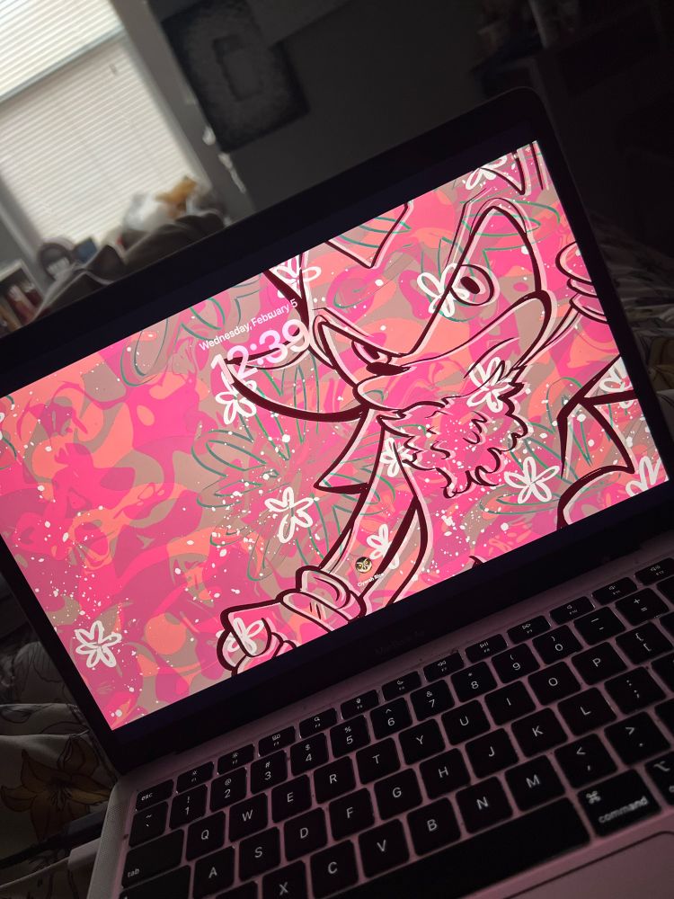 Shadow the hedgehog fanart on my laptop!