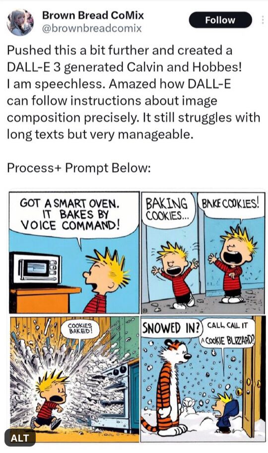 Someone made an AI Calvin and Hobbes strip