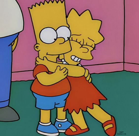 Lisa hugging Bart, it’s kind of a sweet picture 
