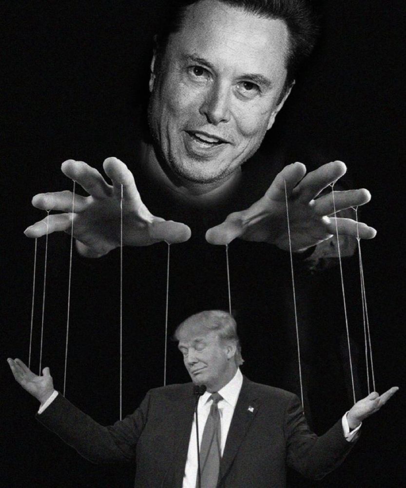 Donald trump being puppateered by Elon Musk 