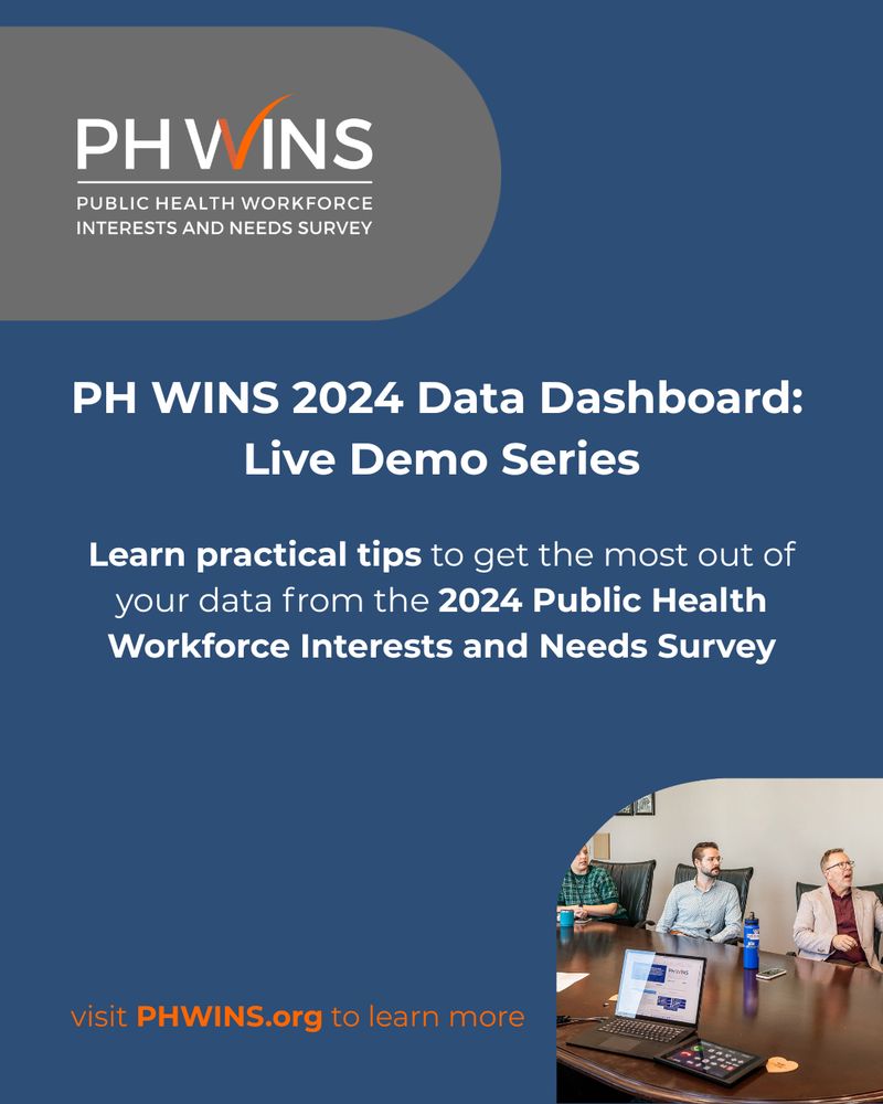 Promotional graphic for the PH WINS 2024 Data Dashboard: Live Demo Series. Features the PH WINS logo in the top left corner and a photo of three people sitting at a conference room table in the bottom right corner.