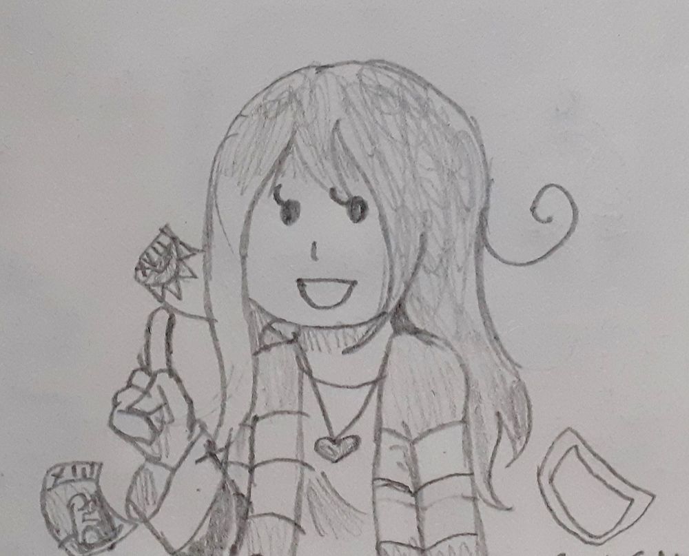 Pencil sketch of my OC Non-non. She look stupid