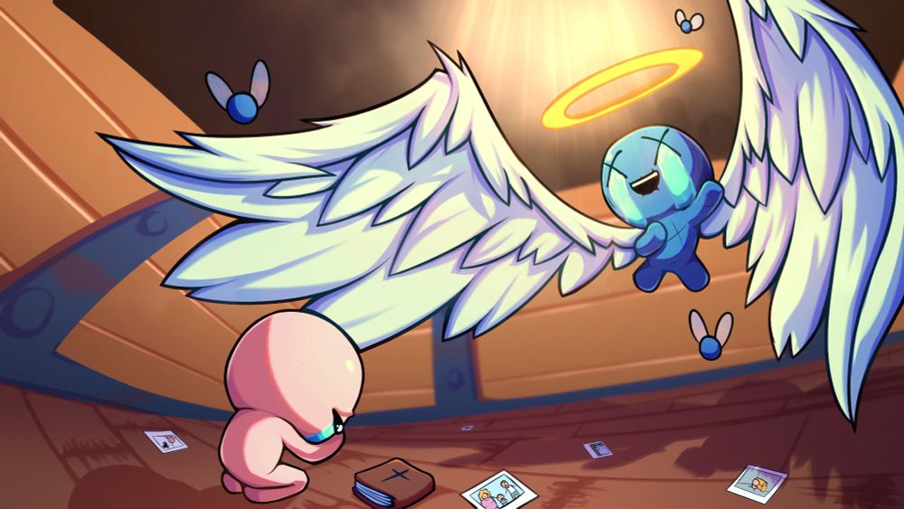 Isaac crying while "???" is flying and singing