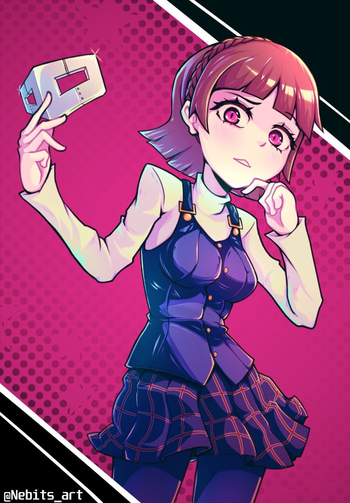 Makoto Niijima from persona 5 holding her phantom thieve mask