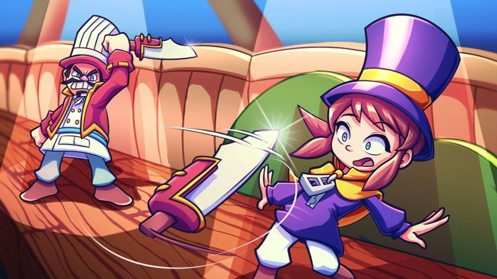 Hat kid dodging knife thrown by Mafia boss