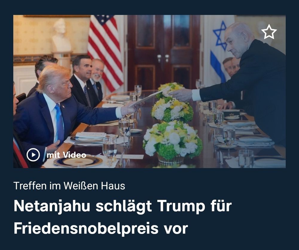 Netanjahu schlägt Trump für Friedensnobelpreis vor