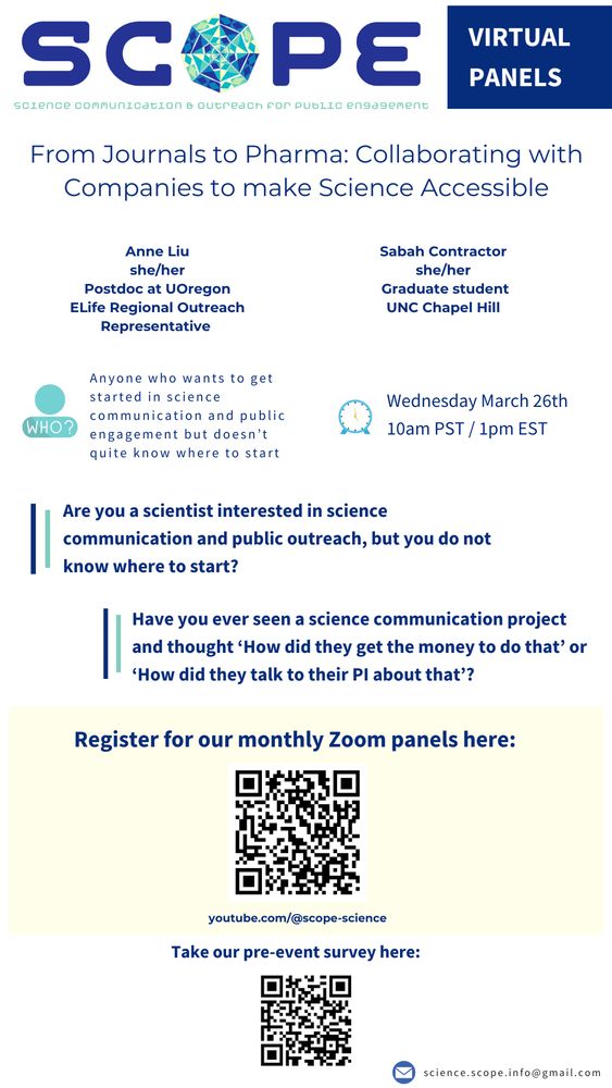Flyer for the End of March virtual SCOPE panel