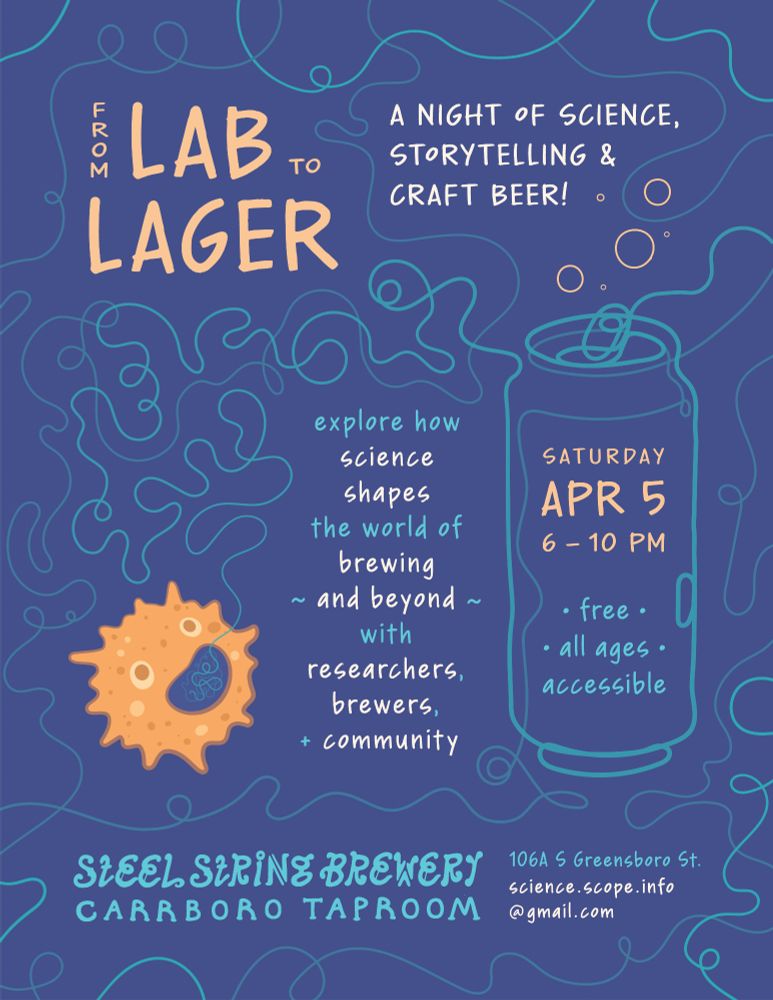 A flyer for the Lab to Lager event at Steel String Brewery on Saturday April 5th from 6-10