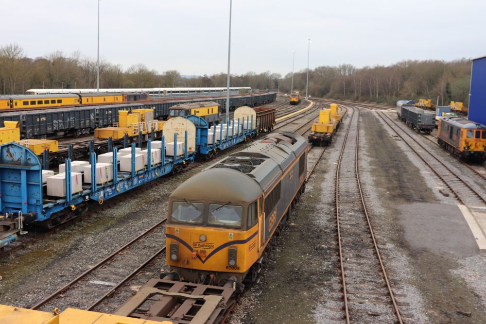 Freight locomotives at Tonbridge West Yard in Kent, managed by GB Railfreight