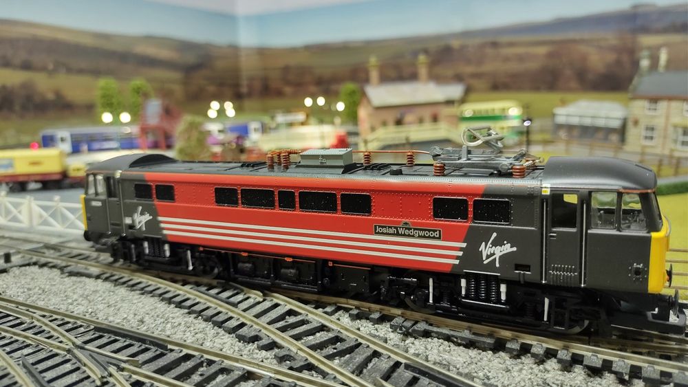 Model railway train on a model railway layout united kingtom