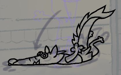 Gababa falling onto the floor with a very very smooshed face