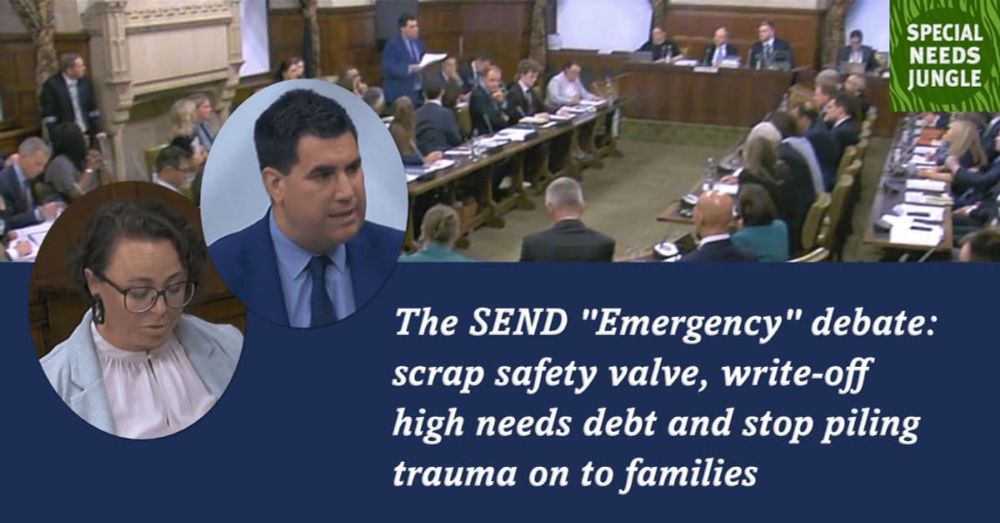 The SEND “Emergency” debate: scrap safety valve, write-off high needs debt and stop piling trauma on to families - Special Needs Jungle