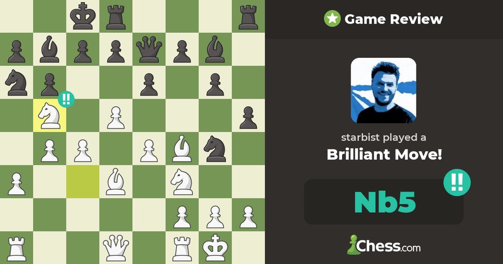 Chess board showing a brilliant chess move.