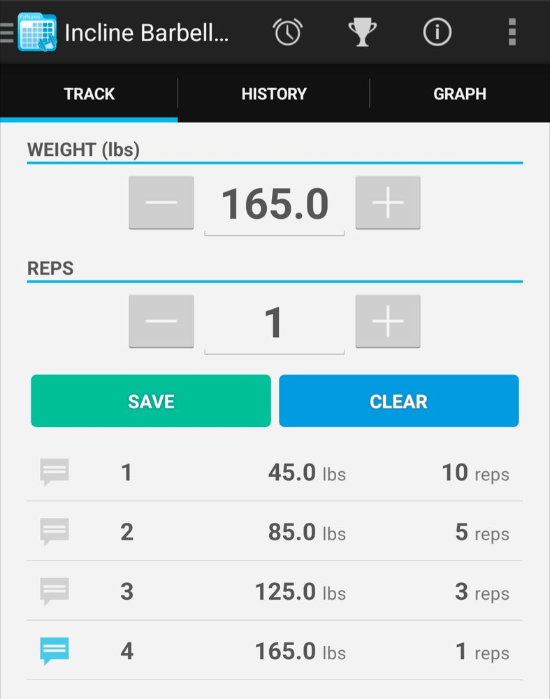 Incline bench press (warmup only)