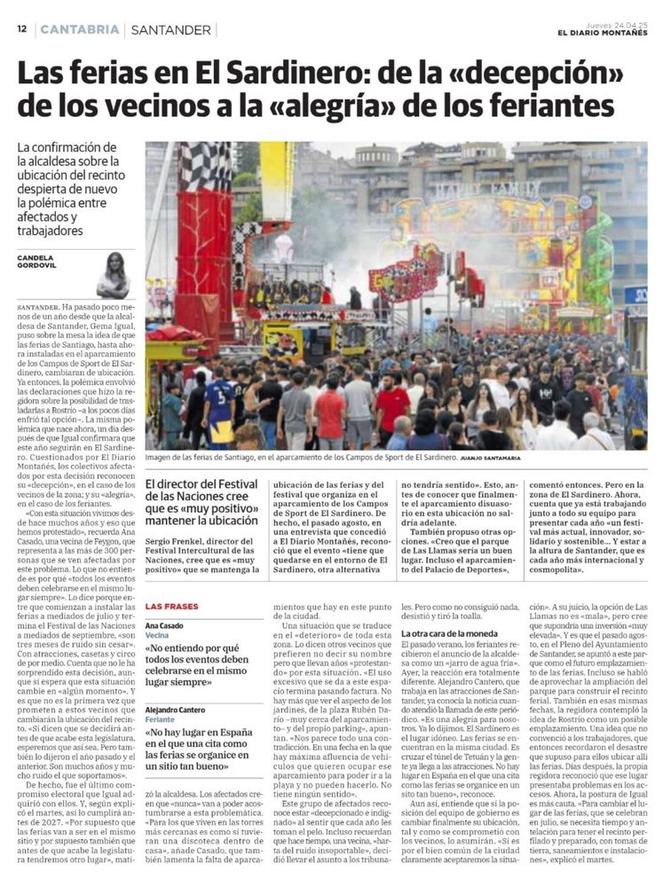 Confirmación de la celebración de las Fiestas de Santiago en El Sardinero, un año más, ante la decepción de los vecinos por el ruido que generan.