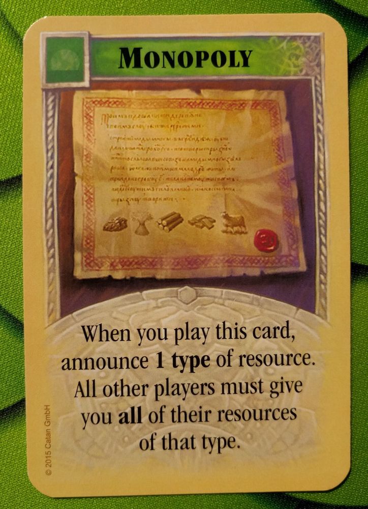 Monopoly card from Catan