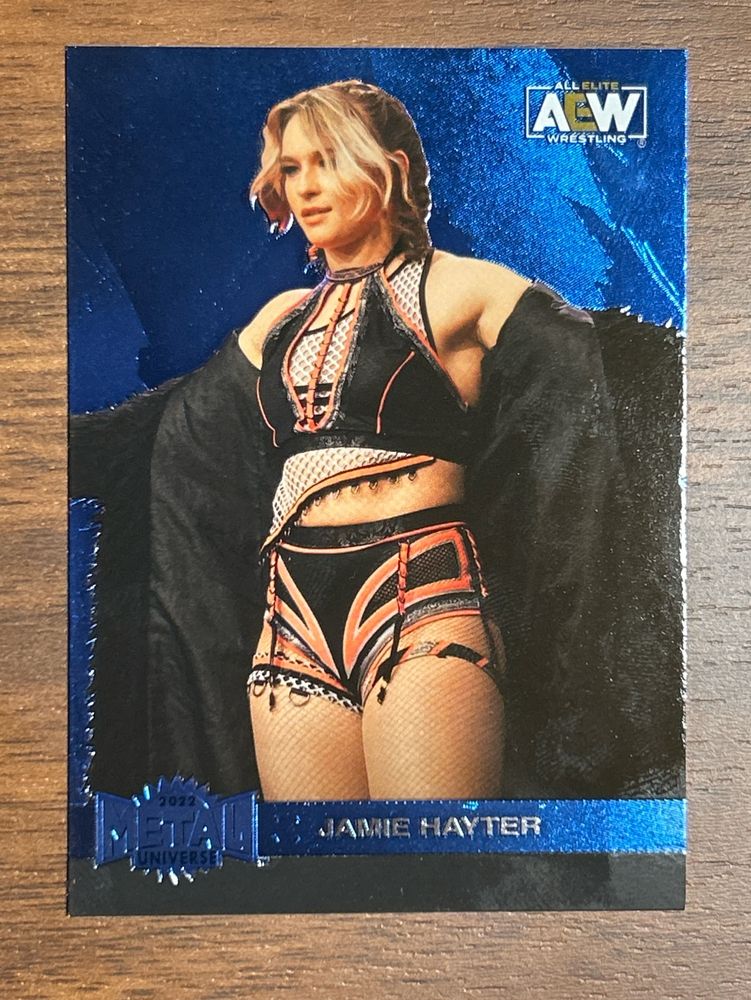 Trading card showcasing AEW wrestler Jaime Hayter. Showcasing her being a total baddie