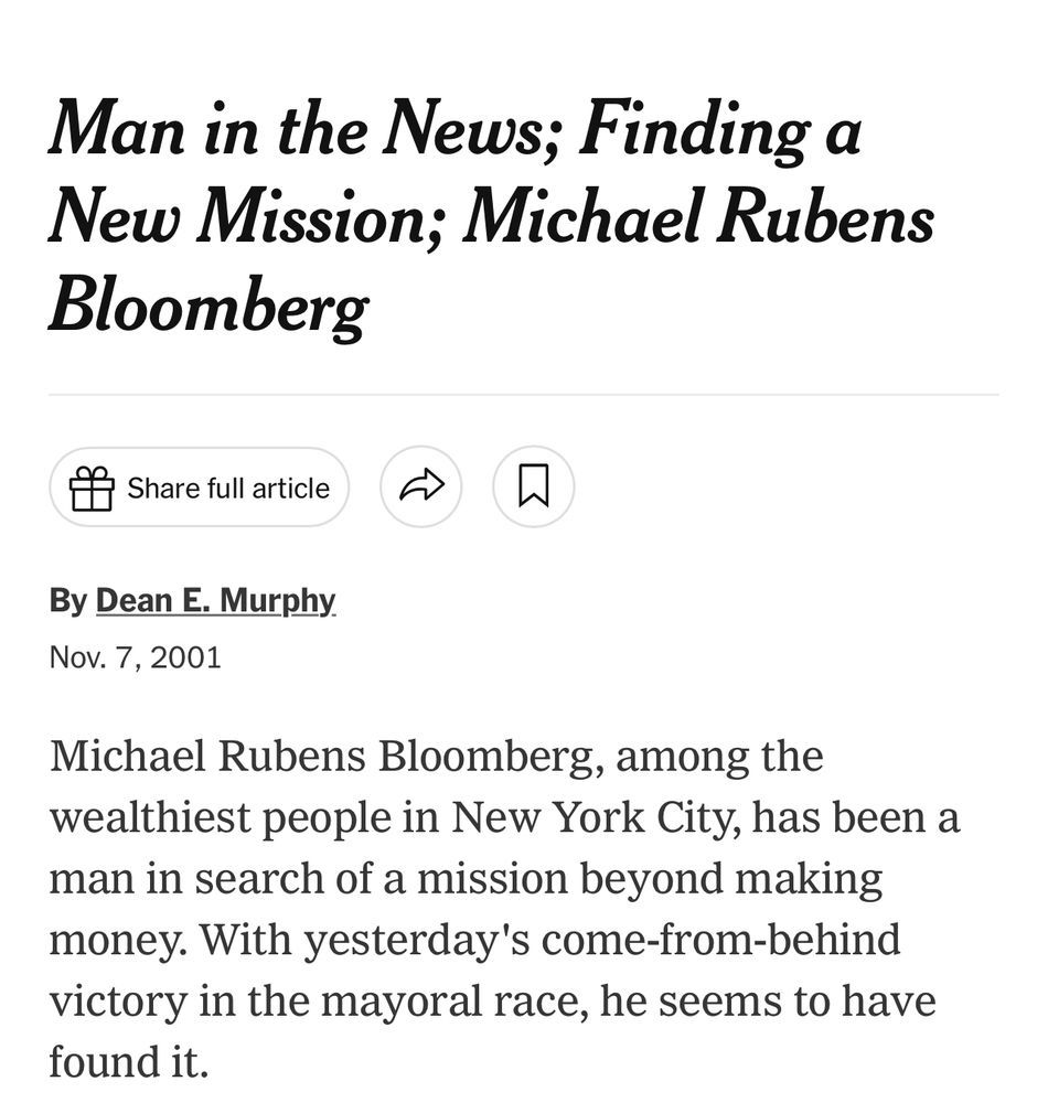 HEADLINE
Man in the News; Finding a New Mission; Michael Rubens Bloomberg
END HEADLINE

Michael Rubens Bloomberg, among the wealthiest people in New York City, has been a man in search of a mission beyond making money. With yesterday's come-from-behind victory in the mayoral race, he seems to have found it.