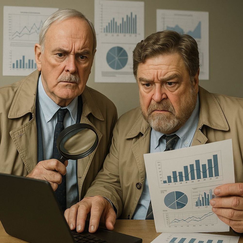 John Cleese and John Goodman looking like scientists