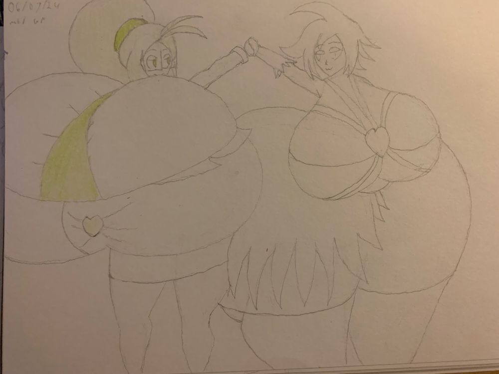 From right to left Mizuki and her unamed girlfriend. They’re holding hands while looking at each other seductively