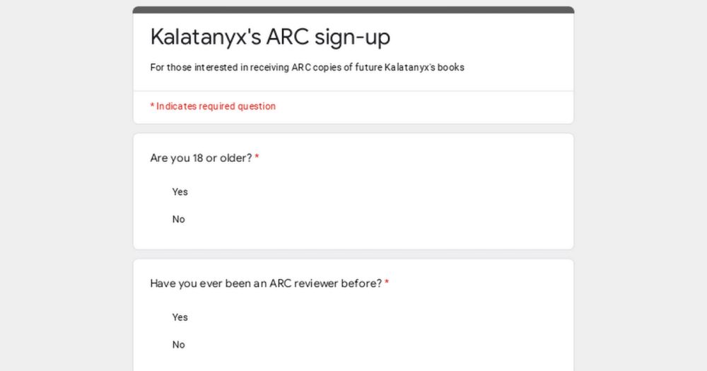 Kalatanyx's ARC sign-up