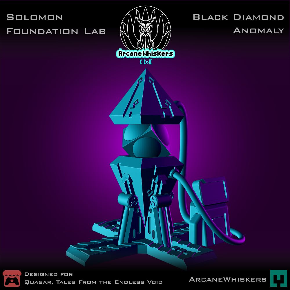 the image shows a black diamond anomaly hooked up to a machine that is studying it