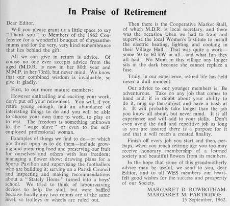 In Praise of Retirement by the Margarets R&P